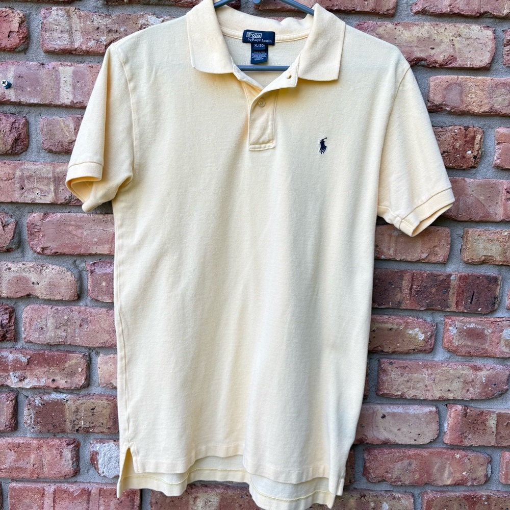 POLO RALPH LAUREN BOYS 20 YELLOW NAVY HORSE SHORT SLEEVE GUC